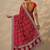red bandhani printed saree with unstitched blouse piece