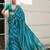 blue printed saree with unstitched blouse piece