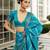 blue printed saree with unstitched blouse piece