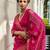 pink printed saree with unstitched blouse piece