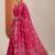 pink printed saree with unstitched blouse piece