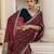 maroon printed saree with unstitched blouse piece