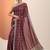 maroon printed saree with unstitched blouse piece