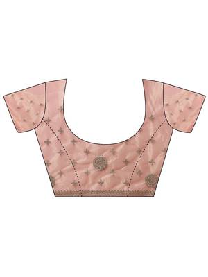 pink embroidered banarasi nylon saree with unstitched blouse piece 5
