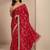 red tribal printed saree with unstitched blouse piece