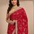 red tribal printed saree with unstitched blouse piece