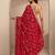 red tribal printed saree with unstitched blouse piece