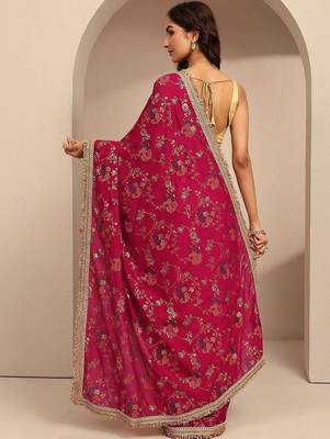 maroon tribal printed saree with unstitched blouse piece 5