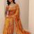 mustard tribal printed saree with unstitched blouse piece
