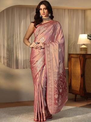 mauve banarasi silk blend saree 1