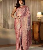 mauve banarasi silk blend saree