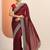 maroon embellished saree with unstitched blouse piece