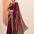 maroon embellished saree with unstitched blouse piece