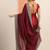 maroon embellished saree with unstitched blouse piece
