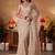 beige floral embellished silk blend saree