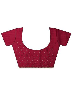 maroon embellished saree with unstitched blouse piece 2