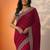 maroon embellished saree with unstitched blouse piece