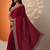 maroon embellished saree with unstitched blouse piece