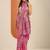 pink printed saree with unstitched blouse piece
