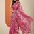 pink printed saree with unstitched blouse piece