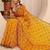 yellow bandhani printed saree with unstitched blouse piece