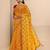yellow bandhani printed saree with unstitched blouse piece