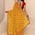 yellow bandhani printed saree with unstitched blouse piece
