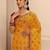 yellow bandhani printed saree with unstitched blouse piece