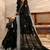 black embellished satin saree with unstitched blouse piece