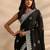 black embellished satin saree with unstitched blouse piece