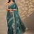 teal embellished saree with unstitched blouse piece