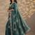 teal embellished saree with unstitched blouse piece