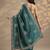 teal embellished saree with unstitched blouse piece
