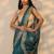 teal embellished saree with unstitched blouse piece