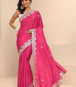 embroidered saree with unstitched blouse piece