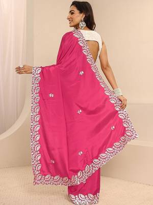embroidered saree with unstitched blouse piece 5