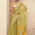 lime green embellished saree with unstitched blouse piece