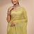 lime green embellished saree with unstitched blouse piece