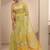 lime green embellished saree with unstitched blouse piece