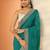 teal ethnic motifs embroidered silk blend heavy work saree