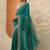 teal ethnic motifs embroidered silk blend heavy work saree