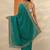 teal ethnic motifs embroidered silk blend heavy work saree
