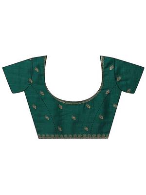 teal ethnic motifs embroidered silk blend heavy work saree 4