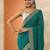 teal ethnic motifs embroidered silk blend heavy work saree