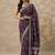 purple bandhani printed silk blend saree with unstitched blouse piece