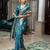 blue woven design saree with unstitched blouse piece