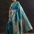 blue woven design saree with unstitched blouse piece