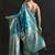 blue woven design saree with unstitched blouse piece