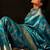 blue woven design saree with unstitched blouse piece