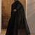 black embellished satin sarees with unstitched blouse piece
